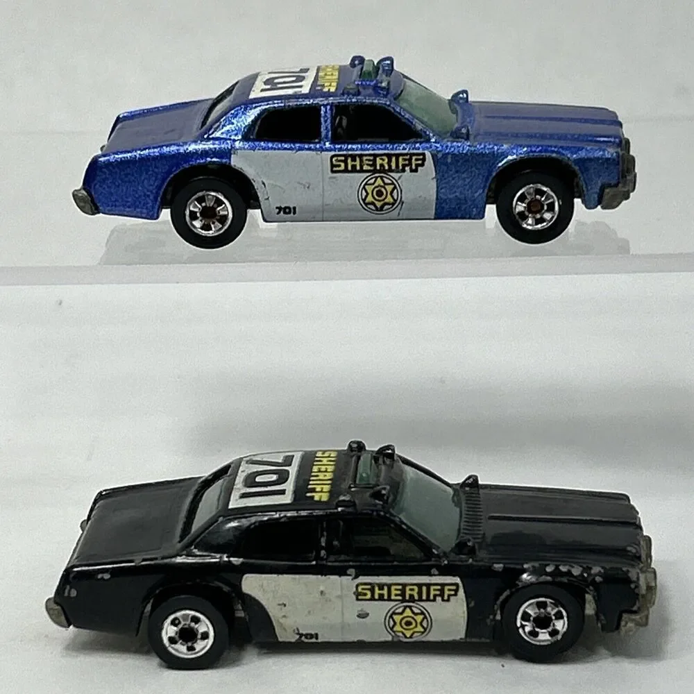 Vtg Hot Wheels Sheriff Car Blue Black Set #701 Black Walls Malaysia 1977 1982